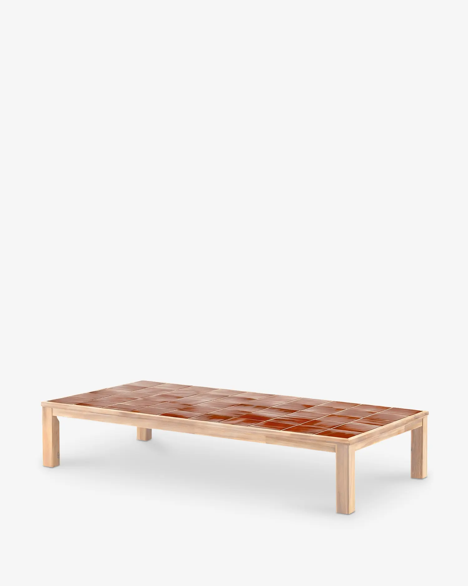 Mesa baja rectangular madera y cerámica artesanal 207x106x40 Mesa baja rectangular madera y cerámica artesanal 207x106x40