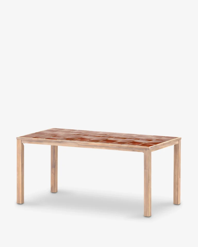 Mesa alta bar rectangular madera y cerámica artesanal 207x106x90