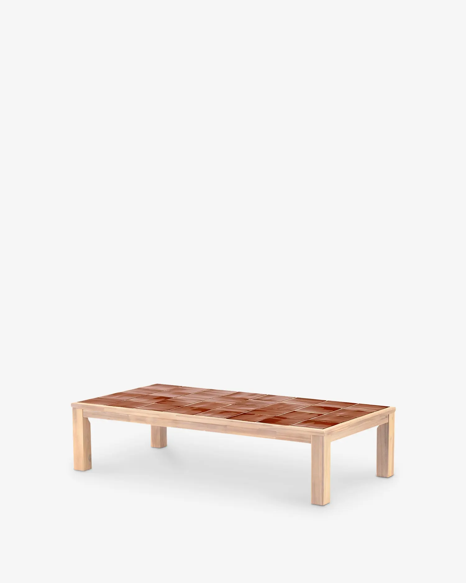 Mesa baja rectangular madera y cerámica artesanal 167x87x40 Mesa baja rectangular madera y cerámica artesanal 167x87x40