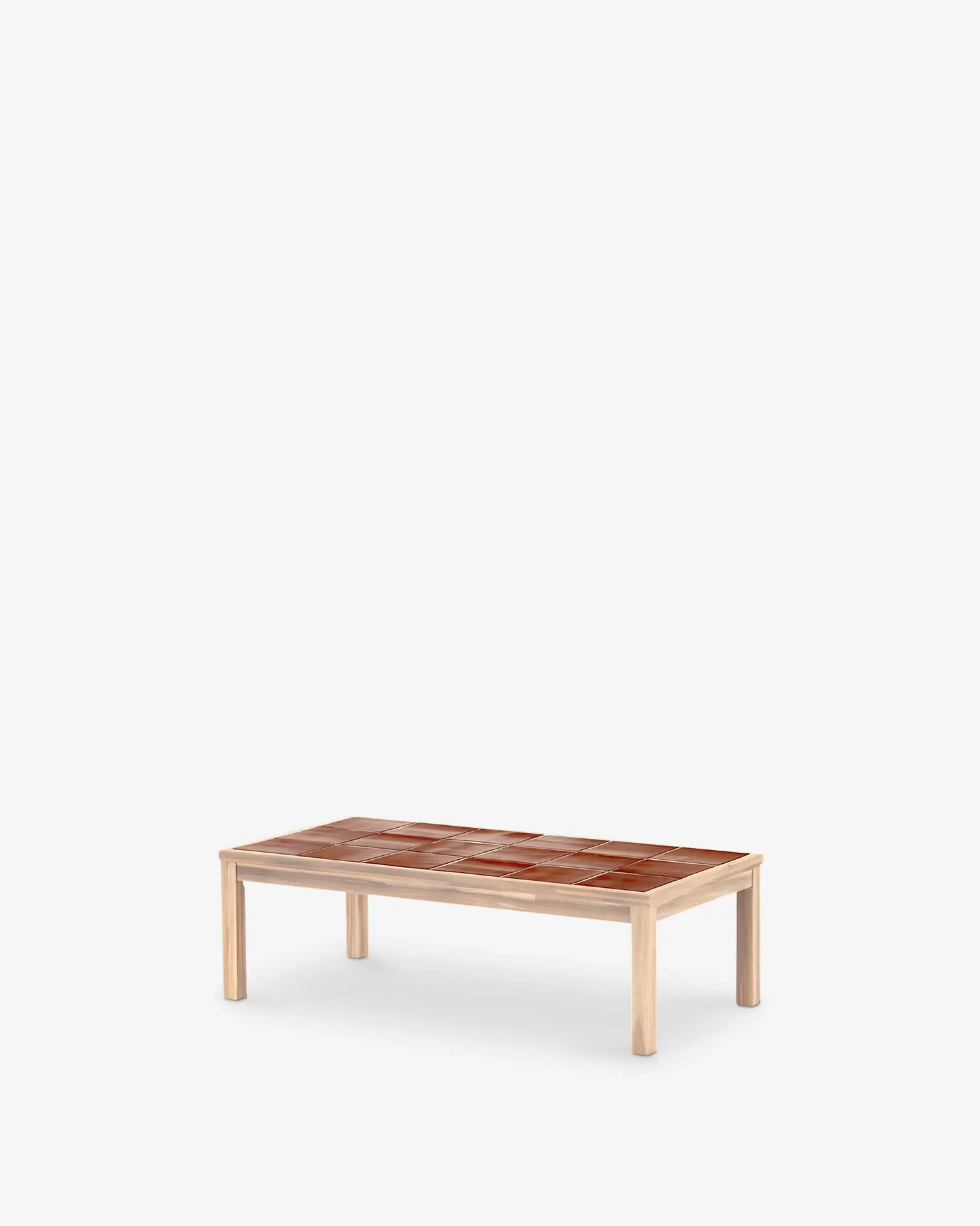 Mesa baja rectangular madera y cerámica artesanal 127x66x40 Mesa baja rectangular madera y cerámica artesanal 127x66x40