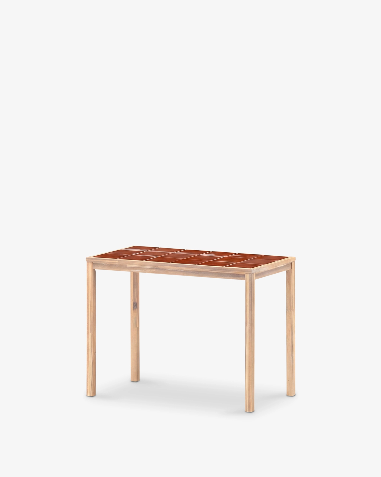 Table de bar rectangulaire haute en bois et céramique artisanale 127x66x90