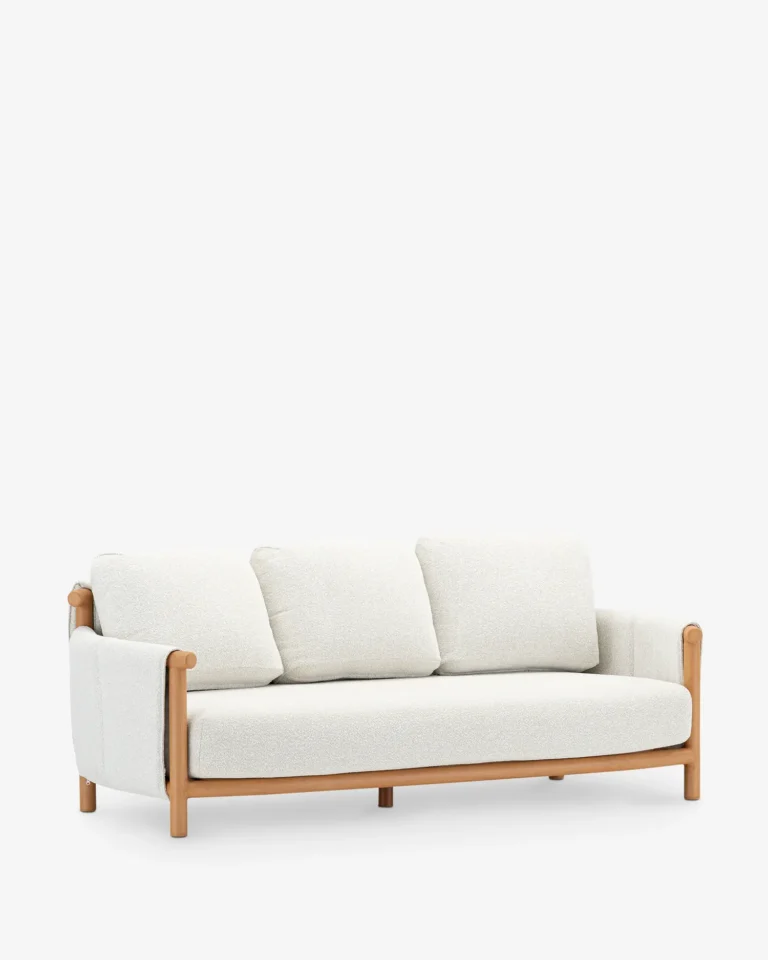 Sofá de exterior 3 plazas aluminio imitación madera