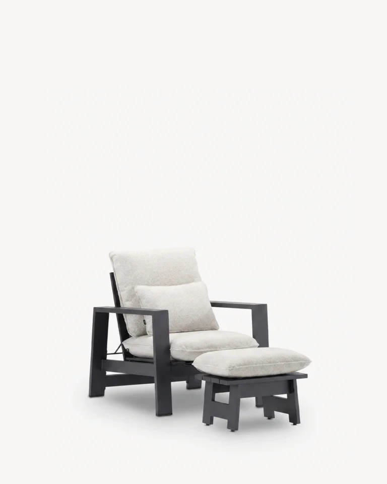 Sillón de aluminio respaldo reclinable con reposapiés